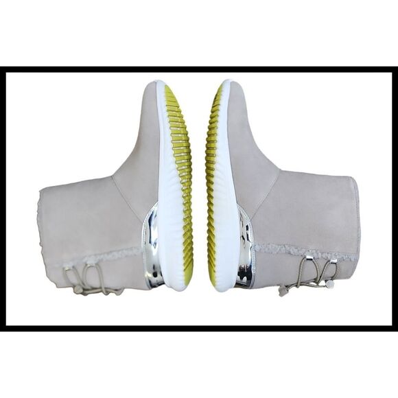 Cole Haan Grand.OS Waterproof Suede Hiking Boots Faux Fur Shearling Dove Gray 6 - Picture 8 of 13